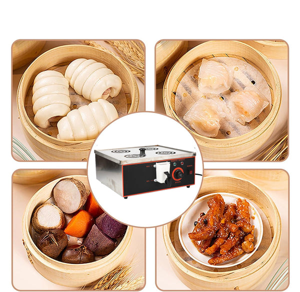 COMMERCIAL ELECTRIC BUN STEAMER WITH 4 OUTLET 220V/2500W Temperature Control AU