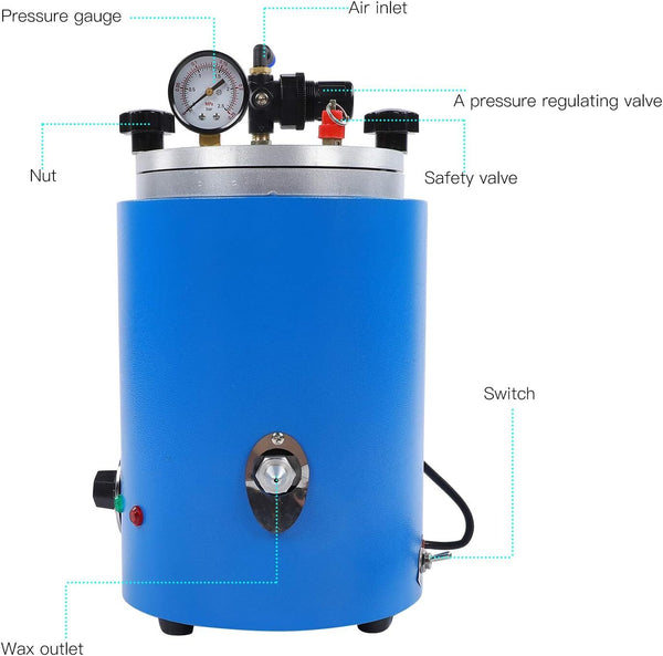 400W 220V Round Wax Injector Pressure Regulator Gauge Blue Wax Casting Machine