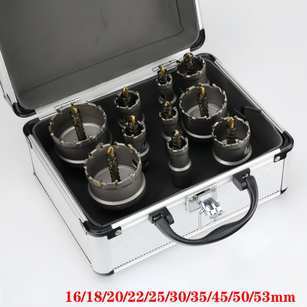 10/12Pcs TCT Hole Saw Kit for Hard Metal Tungsten Carbide Tipped Hole Cutter Set