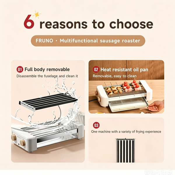 Hot Dog Roller Grill Sausage Roller 6 Rollers Stainless Steel Camping BBQ Home