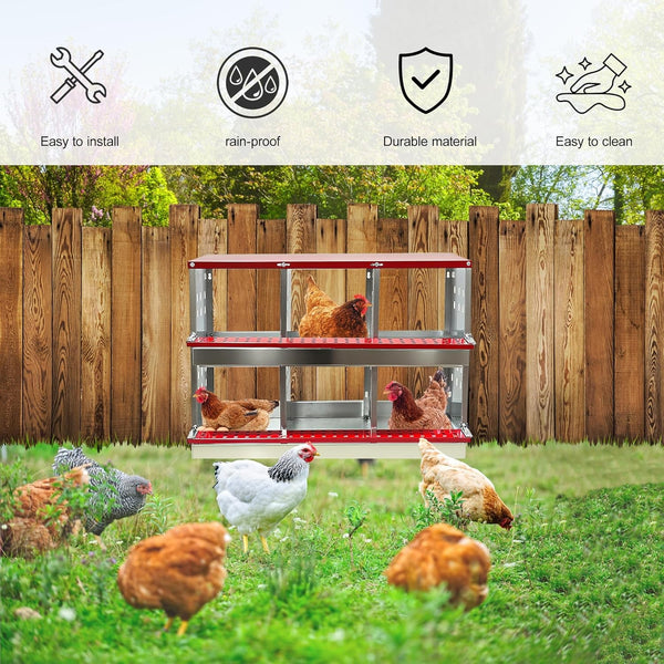 6 Hole Chicken Hen Coop Hutch Inside Outside Roll Away Lay Egg Nesting Box Metal