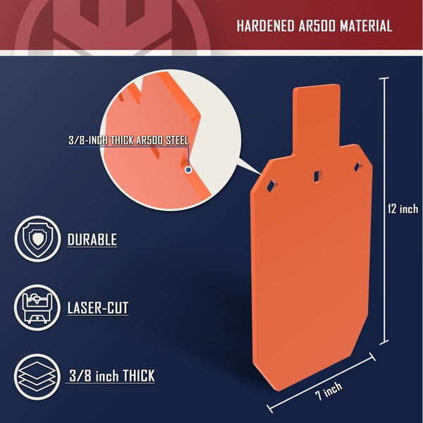 AR500 Steel Targets for Shooting 3/8'' Thick Gong Silhouette Metal Target Orange