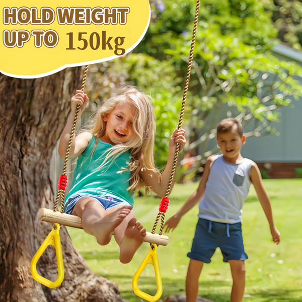 Wooden Swing Children's Swing with Adjustable Rope Swing Set Indoor & Outdoor
