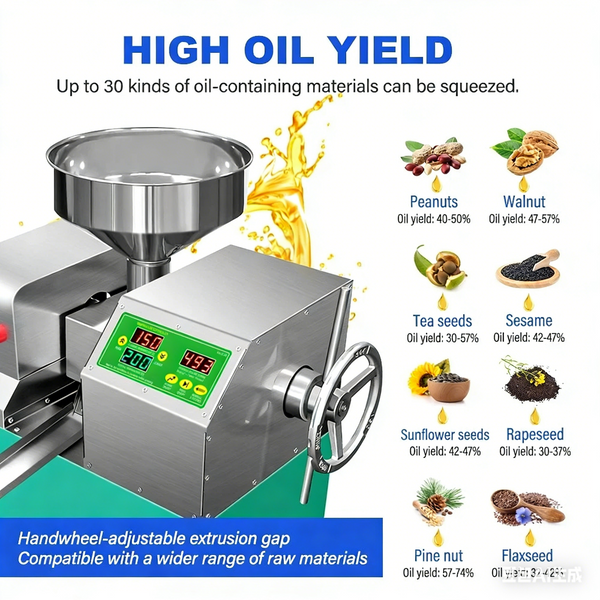 Fully Automatic Oil Press Machine 9-15kg/h  Cold & Hot Adjustable Oil Extractor