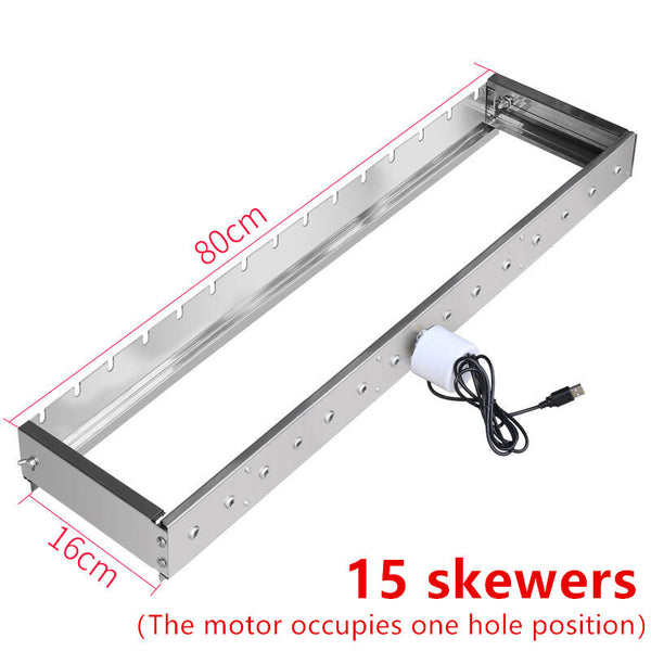 Auto Rotating Rotisserie Grill Rack Set Stainless Steel Kabob Grill 15 Skewers
