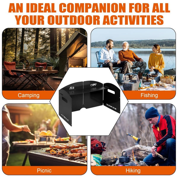 Camping Gas Stove Windscreen Portable Folding Wind Screen Shield Outdoor Picnic