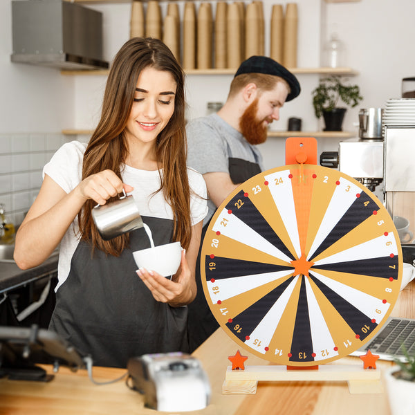 24 Slots Colorful Tabletop Spin Prize Wheel w/ Pen Eraser Roulette Wheel For Pub