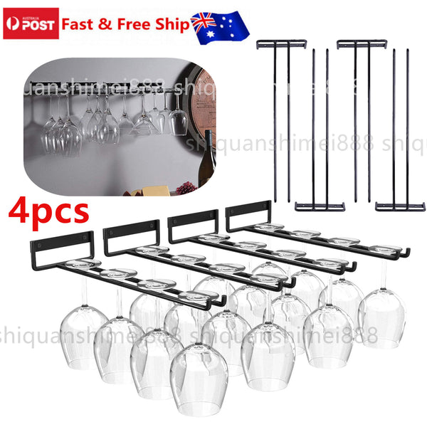 4PCS Wine Glass Racks Metal Wine Glass Holder for Kitchen Bar Decor Wall Mounted