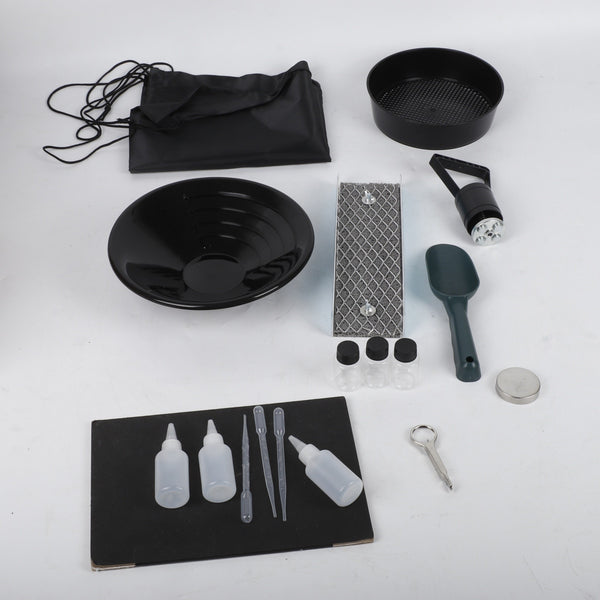 Gold Panning Kit With Sluice Box 12" Aluminum Mini Gold Mining Equipment 16PCS