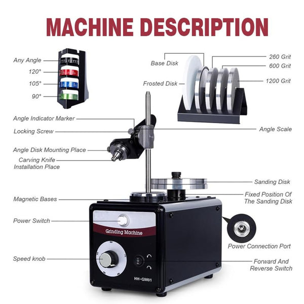 Jewelry Graver Grinding Machine 400-900RPM Dual Angle Engraving Knife Sharpener