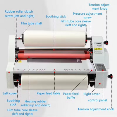 350mm Laminator Machine Cold Hot Roller for Paper Card Wood Veneer PVC Foil