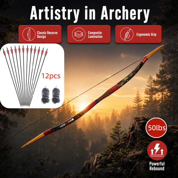 50lbs Recurve Bow and Arrow Set Traditional 50'' Archery Recurve Bow Hunting AU