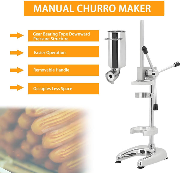 2L  5 Molds Commercial Manual Churro Maker Stainless Steel Churrera Machine AU