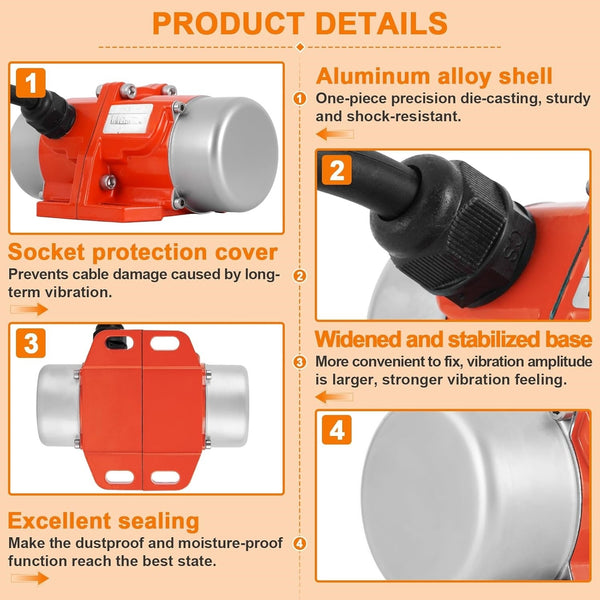 Vibration Motor 30W 3600RPM Aluminum Alloy Case with Speed Controller & AU PLUG