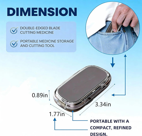 2In 1 Mini Pill Cutter Storage Box Portable Drug Tablet Medicine Dust Pills Case