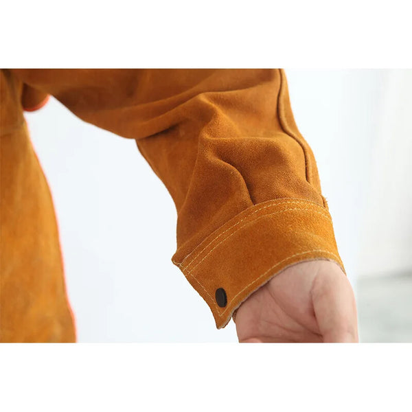 Cowhide Leather Welding Apron Long Heavy Duty Welding Clothes Suit with Sleeves