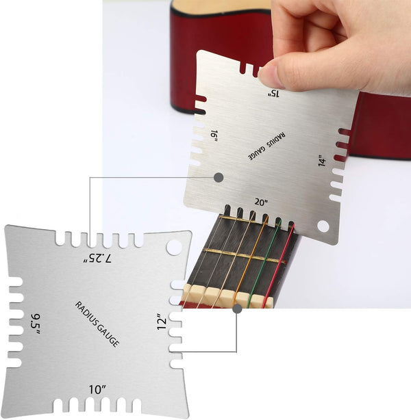 17 Pcs Guitar Luthier Tool Radius Gauge String Action Ruler Guitar Bass Setup