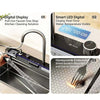 Kitchen Sink Single Bowl Basin Stainless Steel Bar w/Digital Faucet & Cup Washer