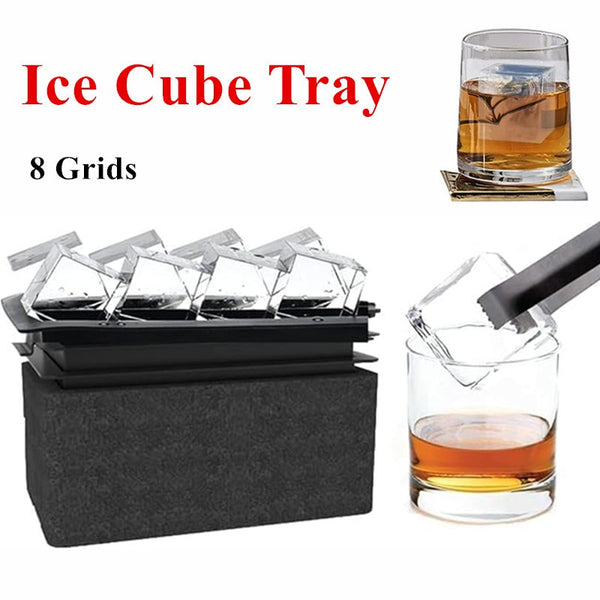 Clear Ice Cube Tray for Whiskey 2 Inch Clear Ice Cube Maker - Silicone Lar