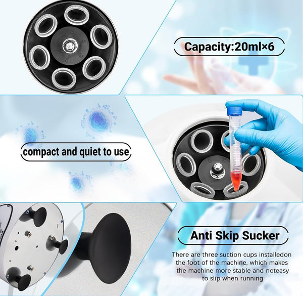 Desktop Electric Lab Centrifuge Machine 6x20ml 4000RPM With Timer Speed Control