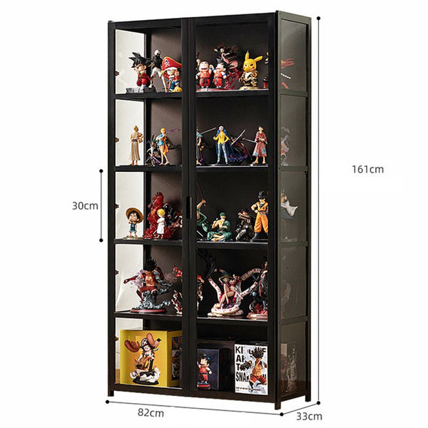 Home Storage Cabinet 5-Tiers Showcase with Double Doors Figurine Display Cabinet