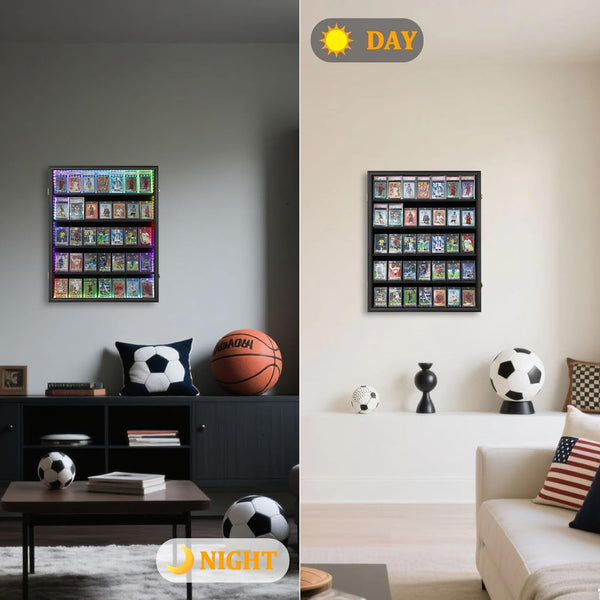 35 Graded Sports Card Display Case LED Baseball Card Display Frame UV Protection