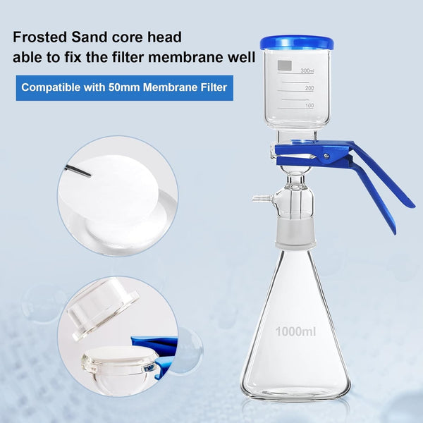 Lab Vacuum Filtration Distillation Apparatus 1000ML Filtering Flask 300ml Funnel