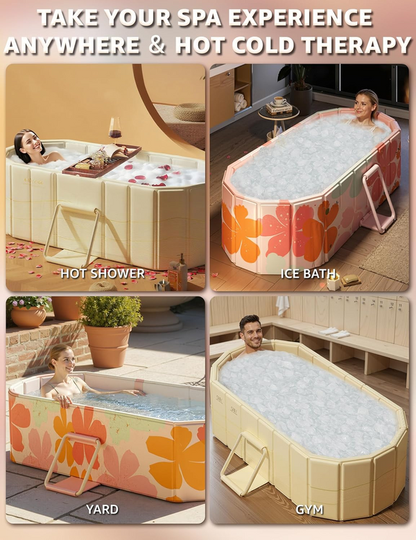 59'' Foldable Portable Large Bathtub Water Tub Folding PVC Adult Spa Bath Bucket