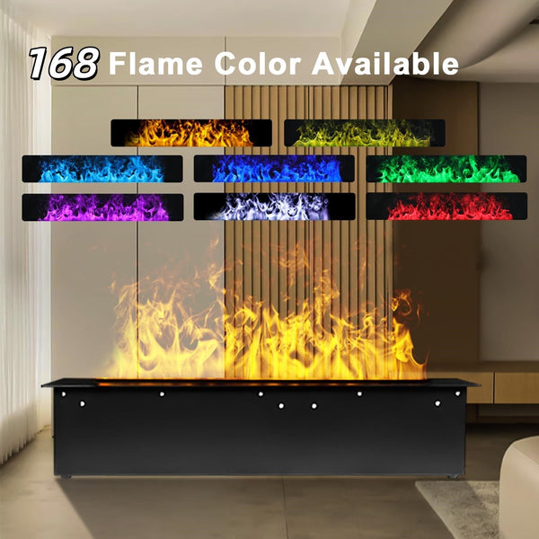 100CM Water vapor fireplace 4D electric fireplace 168 Color Voice & App Control