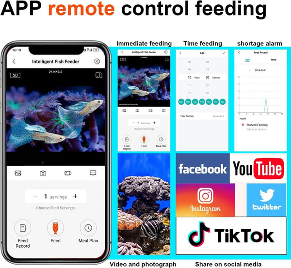 Automatic Fish Food Feeder Smart HD Camera Phone Control Tank Pond Dispenser