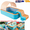 118" Inflatable Swimming Pool with Sun Shade Large Slide Kits Kids Water Playing