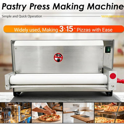 Electric Pizza Dough Roller Sheeter 0.03"-0.21" Thickenss Adjustable for Φ3"-15"