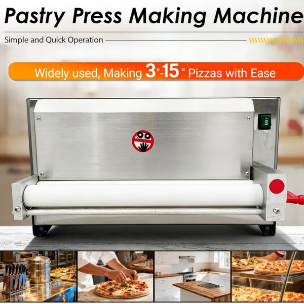 Electric Pizza Dough Roller Sheeter 0.03"-0.21" Thickenss Adjustable for Φ3"-15"