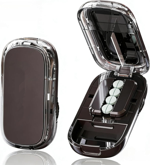 2In 1 Mini Pill Cutter Storage Box Portable Drug Tablet Medicine Dust Pills Case
