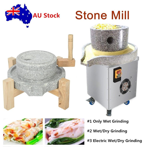 Stone Mill Grinder Grinding Wet/Dry For Soybean Milk Corn Flour Bean Powder AU