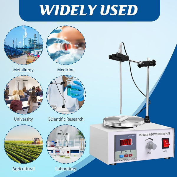 2L Magnetic Stirrer Hot Plate with Digital Temperature Display & Speed Adjusting