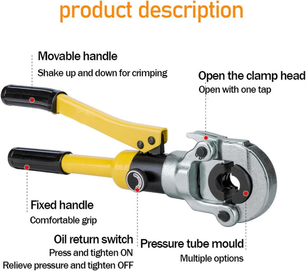 Hydraulic copper pipe crimper Stainless Steel Tube Fittings Crimping Tool 10T