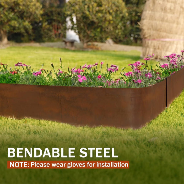 6 Landscape Garden Lawn Edging Border Pre-Rusted Plant Grass Steel Barrier Fence