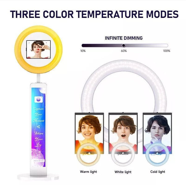 175cm 360° Photo Booth Machine Selfie Digital Portable PhotoBooth with LED Light
