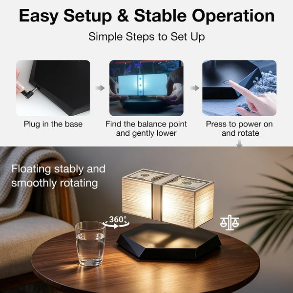 Magnetic Levitating Dollar LED Night Light GTA Money Floating Rotating Lamp Gift
