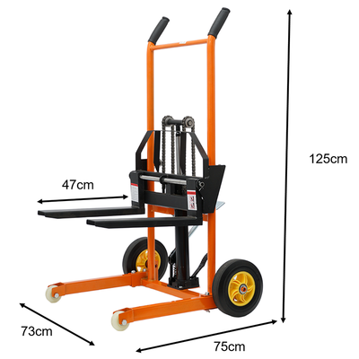 200kg Manual Forklift Platform Stacker Walkie Stacker 900mm Adjustable Forks