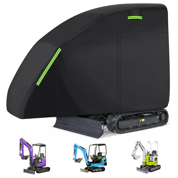 Mini Excavator Cover Waterproof Zippered Excavators Cover for Bobcat E20 Black