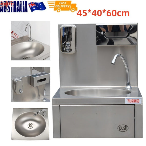 Wall-mounted Washbasin Knee Operated Sink With Faucet Soap & Towel Dispenser AU