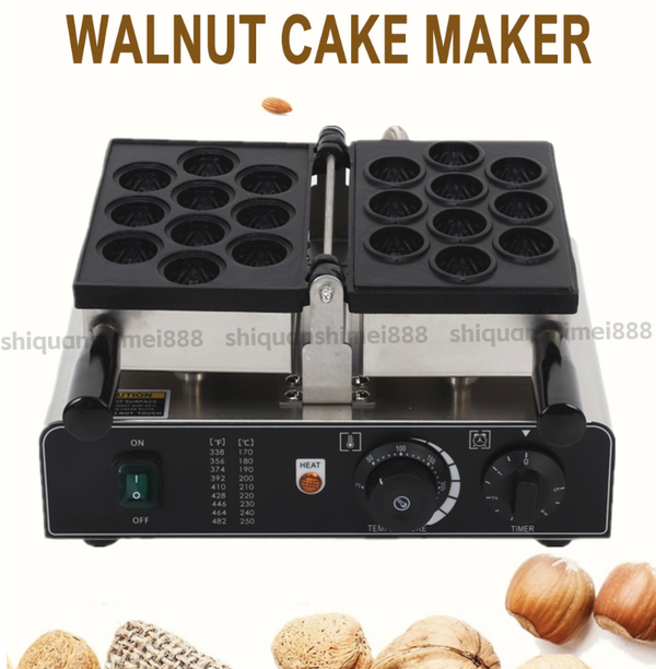 Walnut Waffle Machine Commercial Walnut Cookie Dessert Maker Snack Equipment