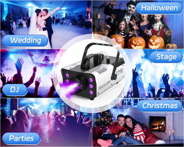 1500W RGB Fog Machine 6 Colorful LED Lights for Smoke Machine Indoor/Outdoor Use