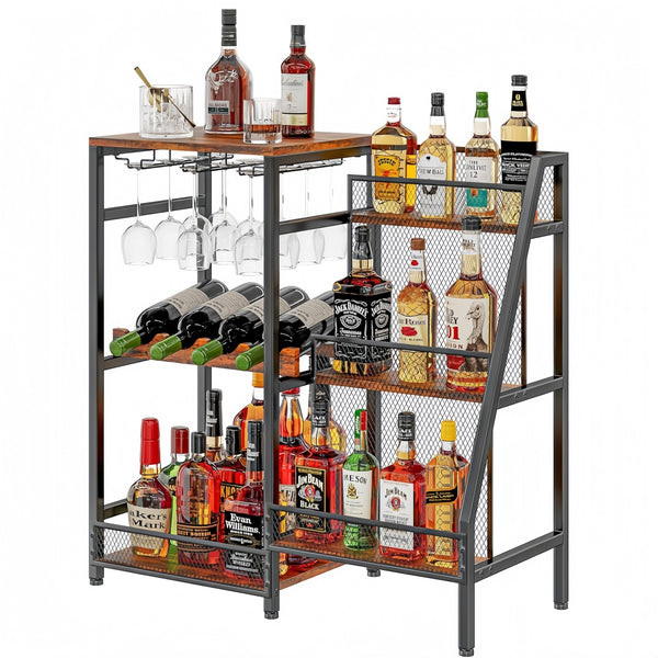 3-Tier Metal Wine Rack Wine Bottle Storage Shelf Display Cabinet for Home Bar AU