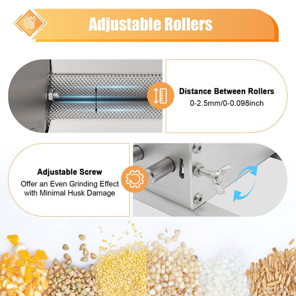 Malt Mill Malt Grinder Stainless Steel 2 Roller Crusher Beer Brewing Homebrew