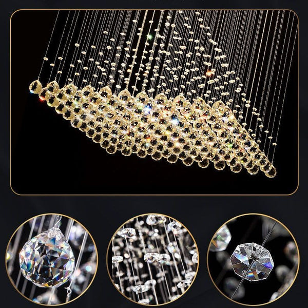 Square Chandelier Lamp Luxury Crystal LED Pendant Light Living Room Easy install