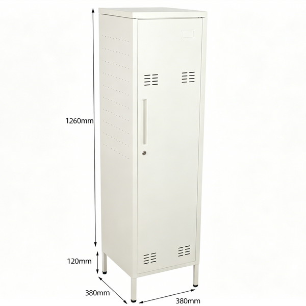 3-Tier Floor Stand Metal Storage Cabinet with Adjustable Shelf & Lock 138cm High