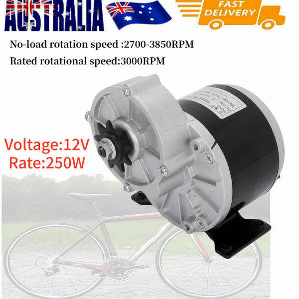 12V 250W Reversible Geared Motor with 9 Tooth Bicycle Speed Reduction Motor